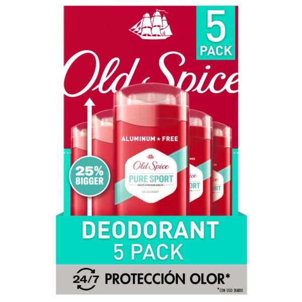 Old Spice Desodorante Pure Sport Esencia Masculina 5 Unidades / 85 g / 3 oz