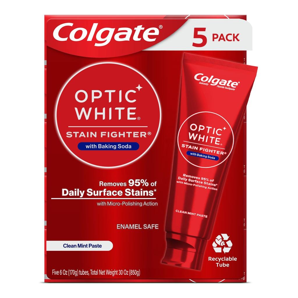 Colgate Crema Dental Optic White con Bicarbonato de Sodio 5 Unidades / 170 g