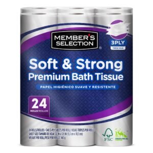 Member's Selection Papel Higiénico Suave y Resistente 24 Unidades / 340 Hojas