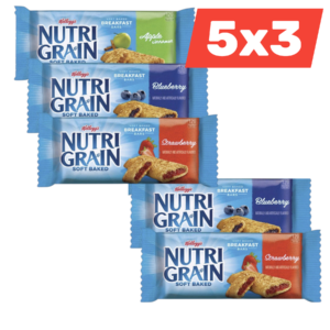 Kellogg's Barras Nutri Grain de Grano Entero y Fruta Real 5x3 Unidades / 37 g / 1.3 oz