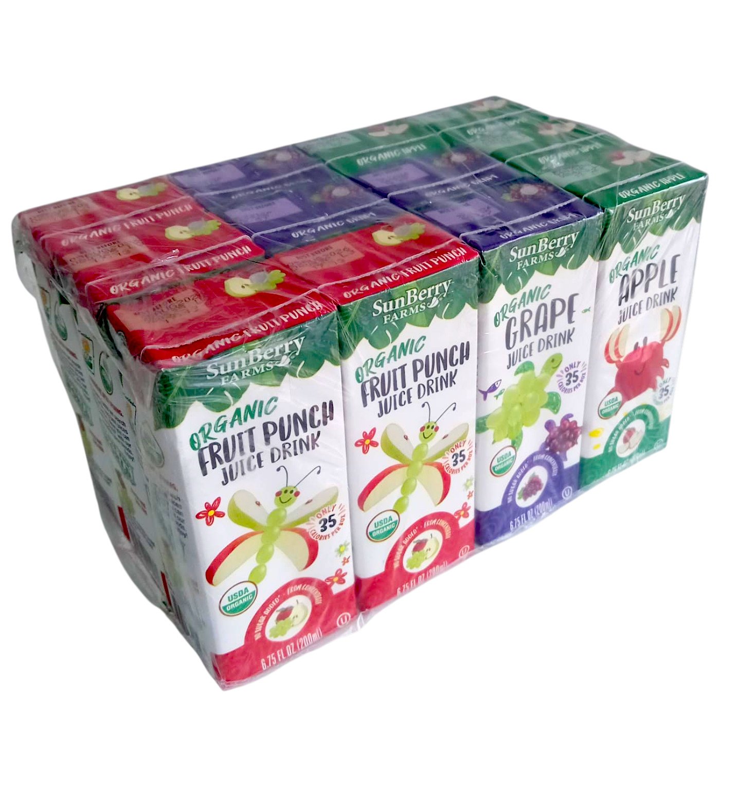 Sunberry Farms Jugo Orgánico de Variados Sabores a Frutas 12 Unidades / 200 mL / 6.75 oz