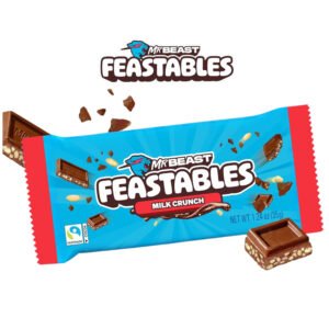 MrBeast Feastables Barra de chocolate con leche Crunch, barra de tamaño completo con cacao